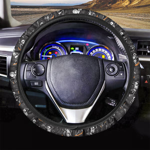 Skateboarding Skeleton Pattern Print Car Steering Wheel Cover