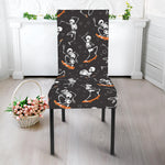 Skateboarding Skeleton Pattern Print Dining Chair Slipcover