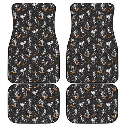 Skateboarding Skeleton Pattern Print Front and Back Car Floor Mats