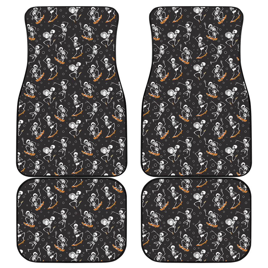 Skateboarding Skeleton Pattern Print Front and Back Car Floor Mats