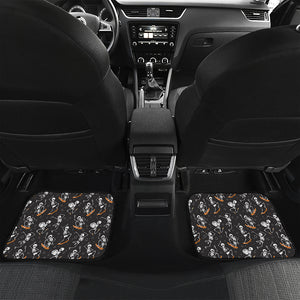 Skateboarding Skeleton Pattern Print Front and Back Car Floor Mats