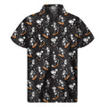 Skateboarding Skeleton Pattern Print Men's Short Sleeve Shirt