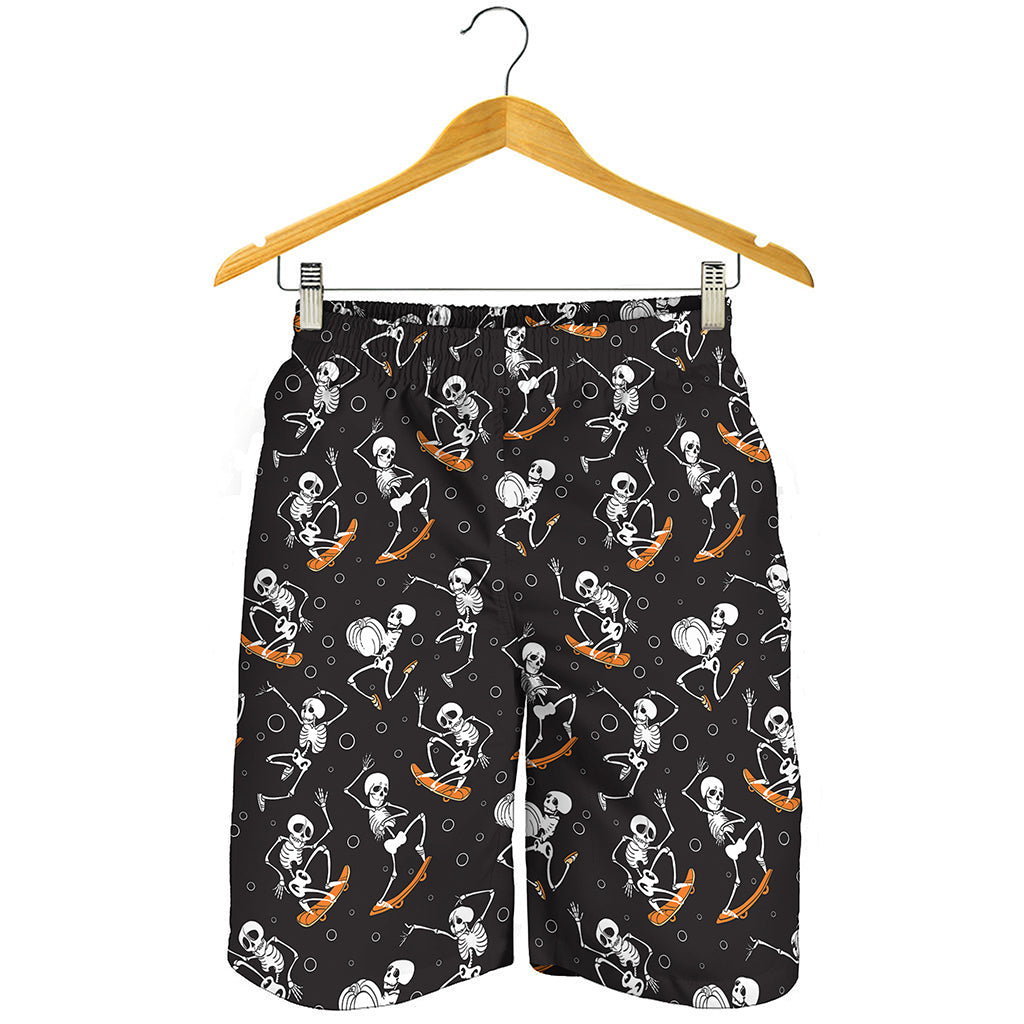 Skateboarding Skeleton Pattern Print Men's Shorts