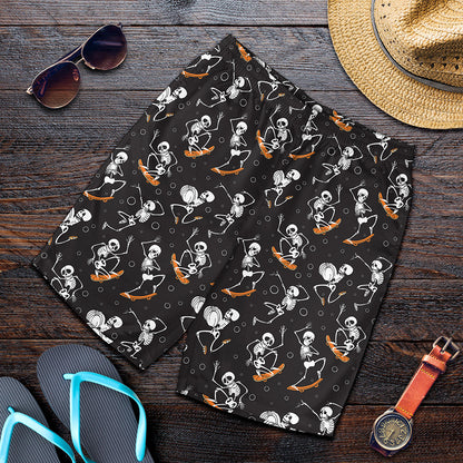 Skateboarding Skeleton Pattern Print Men's Shorts