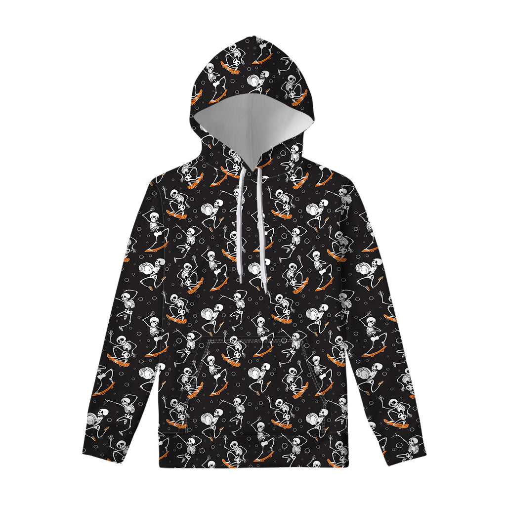 Skateboarding Skeleton Pattern Print Pullover Hoodie