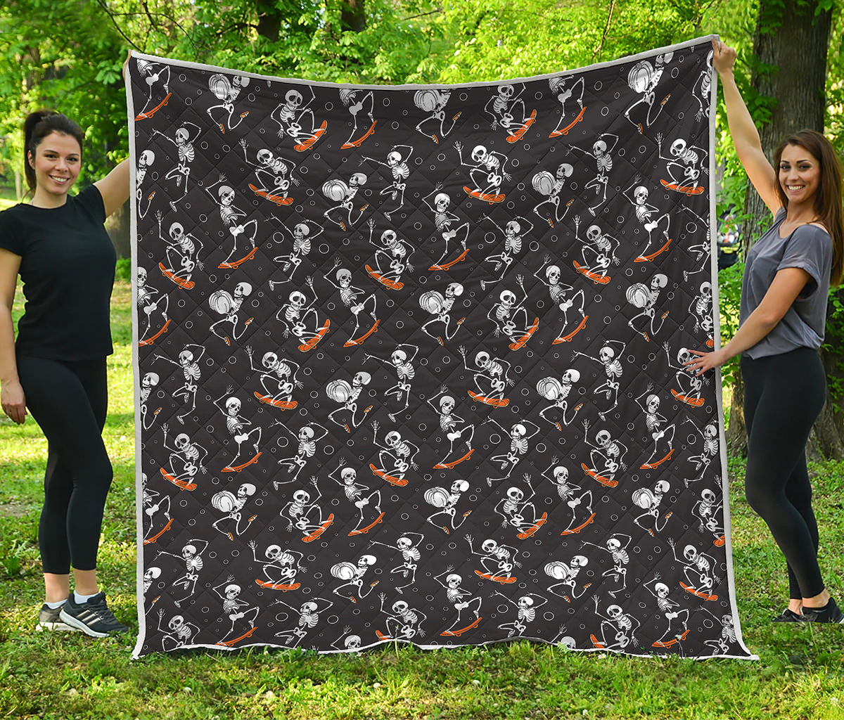 Skateboarding Skeleton Pattern Print Quilt