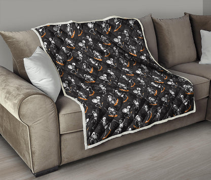 Skateboarding Skeleton Pattern Print Quilt