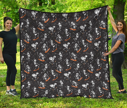 Skateboarding Skeleton Pattern Print Quilt