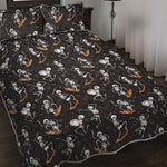 Skateboarding Skeleton Pattern Print Quilt Bed Set