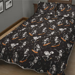 Skateboarding Skeleton Pattern Print Quilt Bed Set