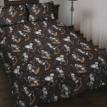 Skateboarding Skeleton Pattern Print Quilt Bed Set