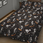 Skateboarding Skeleton Pattern Print Quilt Bed Set