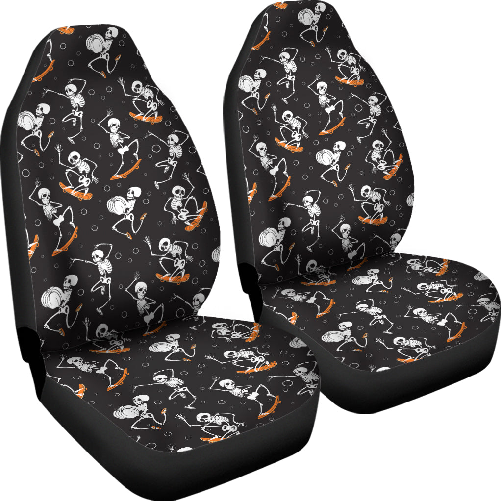 Skateboarding Skeleton Pattern Print Universal Fit Car Seat Covers