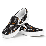 Skateboarding Skeleton Pattern Print White Slip On Shoes