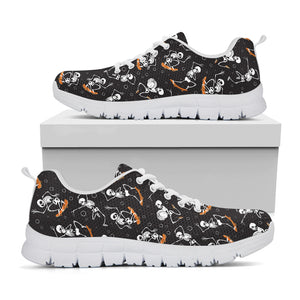 Skateboarding Skeleton Pattern Print White Sneakers