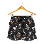 Skateboarding Skeleton Pattern Print Women's Shorts