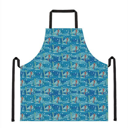 Ski And Snowboard Pattern Print Apron