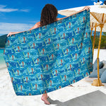 Ski And Snowboard Pattern Print Beach Sarong Wrap