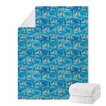 Ski And Snowboard Pattern Print Blanket