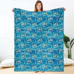 Ski And Snowboard Pattern Print Blanket