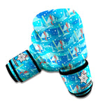 Ski And Snowboard Pattern Print Boxing Gloves