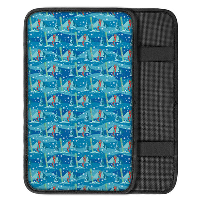 Ski And Snowboard Pattern Print Car Center Console Cover