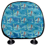 Ski And Snowboard Pattern Print Car Headrest Covers