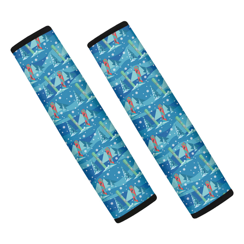 Ski And Snowboard Pattern Print Car Seat Belt Covers