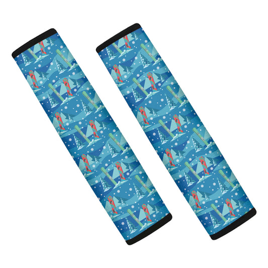 Ski And Snowboard Pattern Print Car Seat Belt Covers