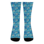 Ski And Snowboard Pattern Print Crew Socks