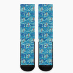 Ski And Snowboard Pattern Print Crew Socks