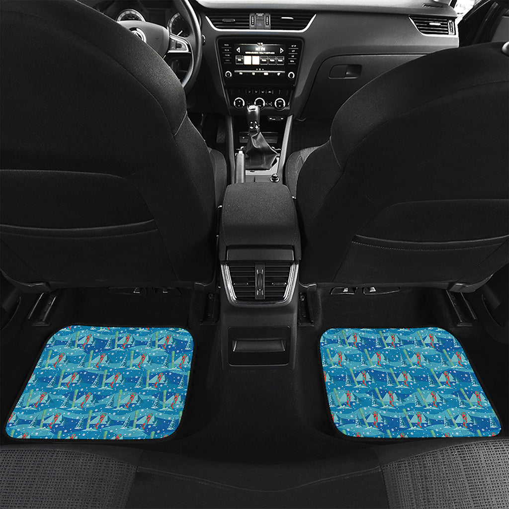 Ski And Snowboard Pattern Print Front and Back Car Floor Mats