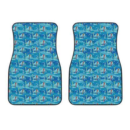 Ski And Snowboard Pattern Print Front Car Floor Mats