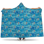 Ski And Snowboard Pattern Print Hooded Blanket