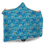 Ski And Snowboard Pattern Print Hooded Blanket