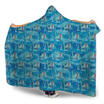 Ski And Snowboard Pattern Print Hooded Blanket
