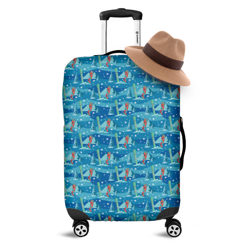 Ski And Snowboard Pattern Print Luggage Cover