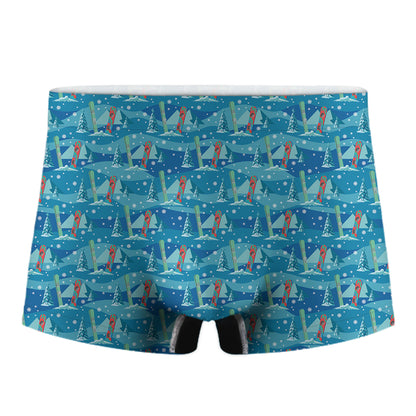 Ski And Snowboard Pattern Print Men's Boxer Briefs