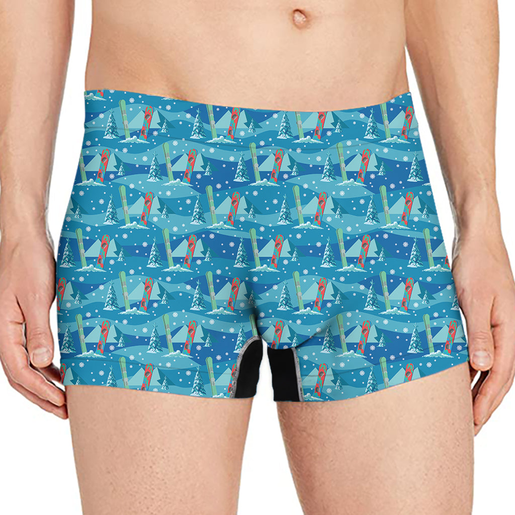 Ski And Snowboard Pattern Print Men's Boxer Briefs