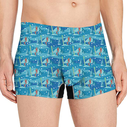 Ski And Snowboard Pattern Print Men's Boxer Briefs