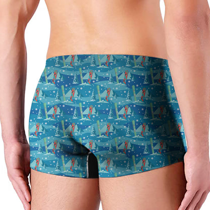 Ski And Snowboard Pattern Print Men's Boxer Briefs