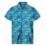 Ski And Snowboard Pattern Print Men's Short Sleeve Shirt