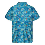Ski And Snowboard Pattern Print Men's Short Sleeve Shirt