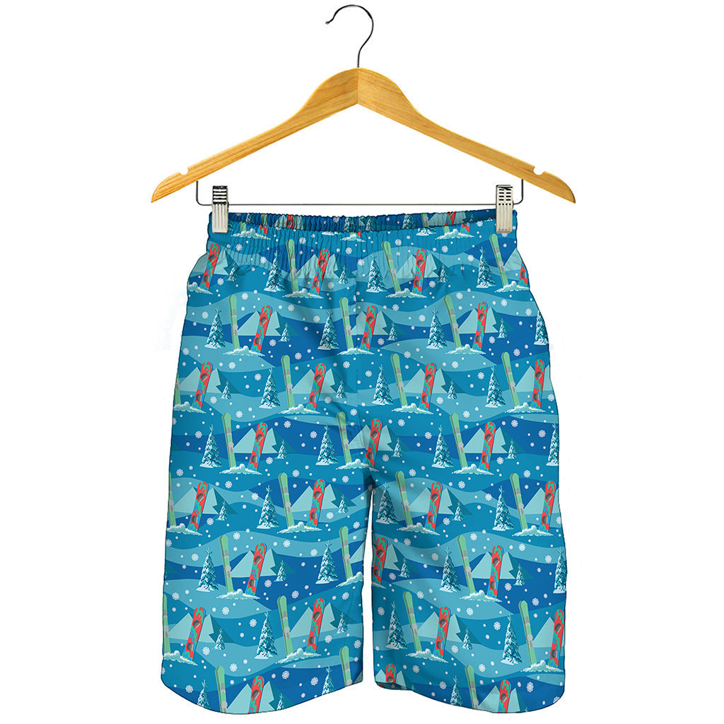 Ski And Snowboard Pattern Print Men's Shorts