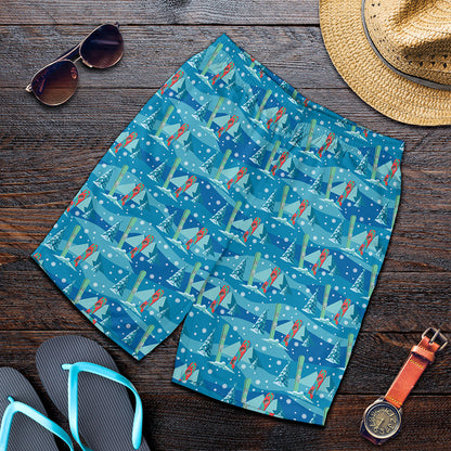 Ski And Snowboard Pattern Print Men's Shorts