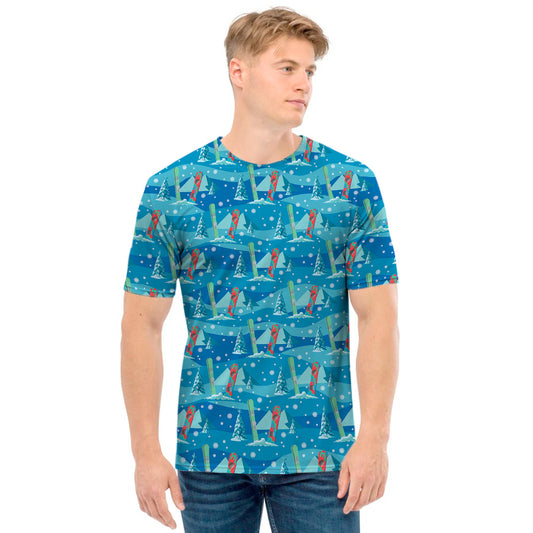Ski And Snowboard Pattern Print Men's T-Shirt