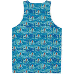Ski And Snowboard Pattern Print Men's Tank Top