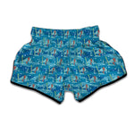 Ski And Snowboard Pattern Print Muay Thai Boxing Shorts