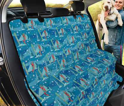 Ski And Snowboard Pattern Print Pet Car Back Seat Cover