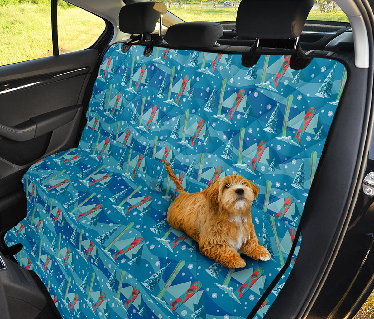 Ski And Snowboard Pattern Print Pet Car Back Seat Cover